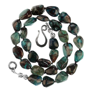 African Azurite Freeform Nuggets With Sterling Silver
