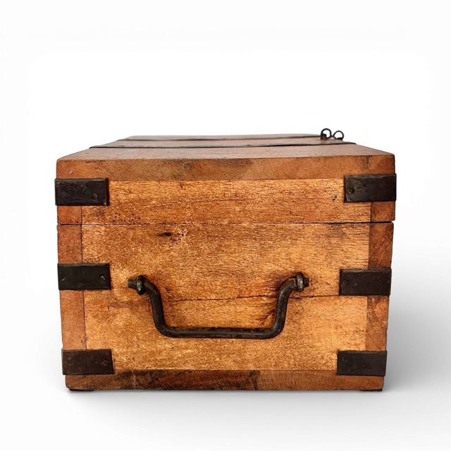 Mid-Century Modern Mid 20th Century Small Cedar Box With Iron Banding and Hardware For Sale - Image 3 of 8