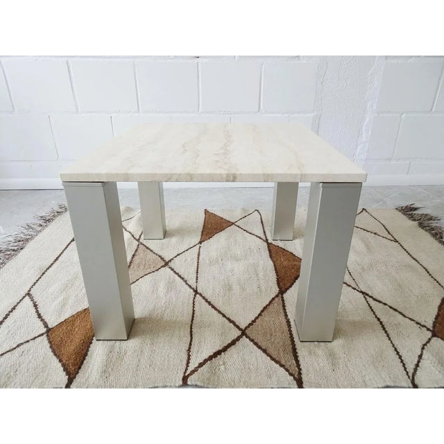 Italian Coffee Table in Travertine and Metal For Sale - Image 15 of 18