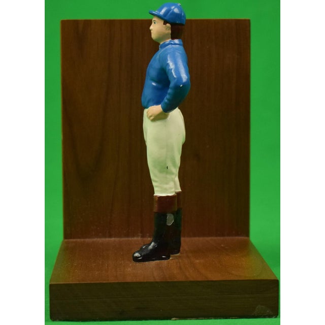 Set X Red & Blue "21" Club Jockey Hand-Painted Bookends For Sale - Image 4 of 7