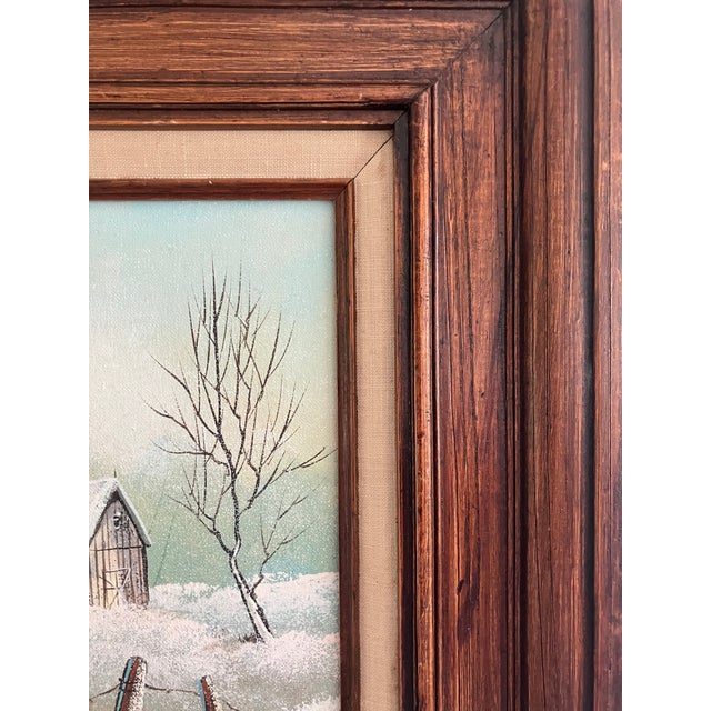 Vintage Landscape Painting by Hopkins — Mid-Century Framed Art for Modern Farmhouse, Lodge, Vacation Cabin. For Sale - Image 4 of 7