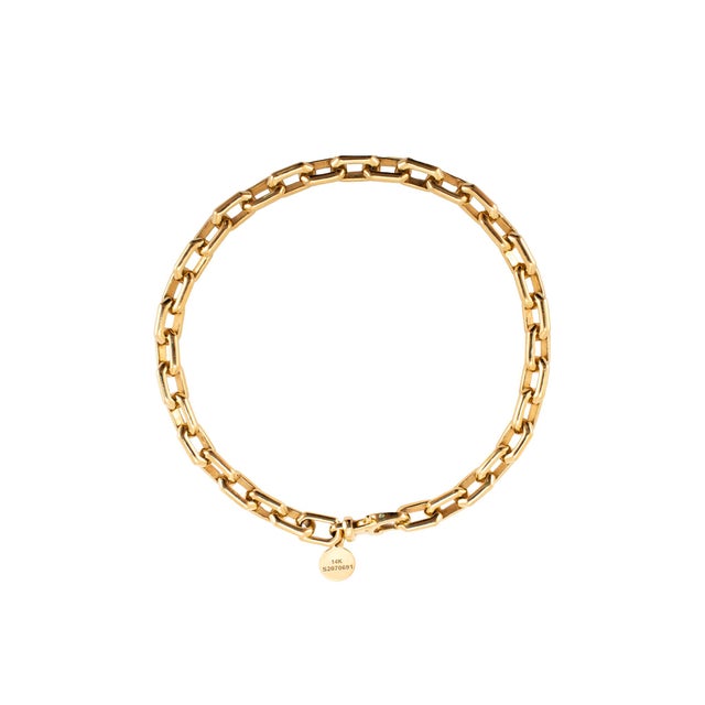 Modern Men’s Gabriel & Co 5.50mm 14k Yellow Gold Solid Chain Faceted Link Bracelet For Sale - Image 3 of 8