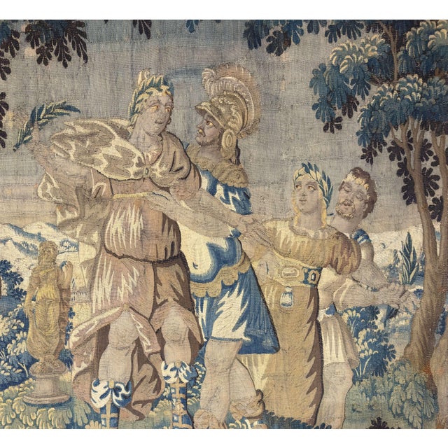 Monumental 18th Century Flemish Verdure Tapestry With Classical Scene For Sale - Image 11 of 13