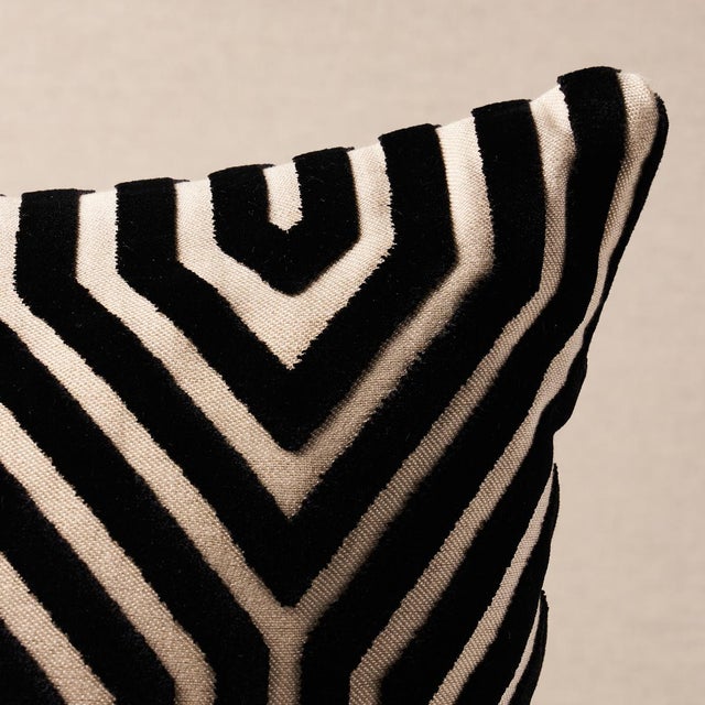 This pillow features Vanderbilt Velvet by Mary McDonald for Schumacher with a knife edge finish. A large-scale, linear...