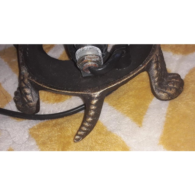 Brown Mid Century Modern French Art Glass/ Bronzed Turtle Figure Accent Lamp/ Table Lamp For Sale - Image 8 of 12