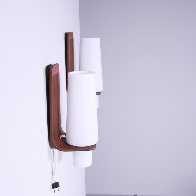 Wood and Glass Wall Lights, Set of 2 For Sale - Image 9 of 11