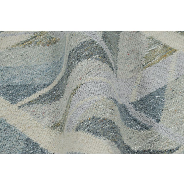 Textile Rug & Kilim’s Oversized Scandinavian Style Rug in Blue With Geometric Patterns For Sale - Image 7 of 7