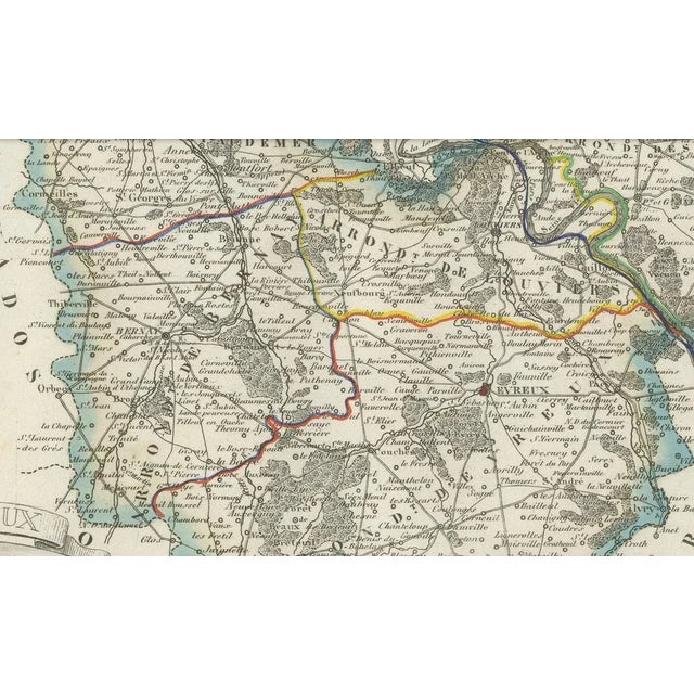Paper Map of Eure in France with Evreux, Poussin and Normandy Countryside, 19th Century For Sale - Image 7 of 10