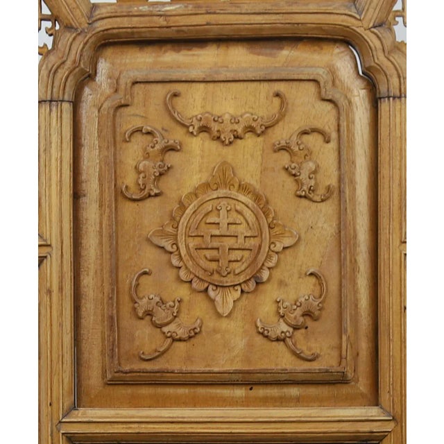 Light Yellow Early 20th Century Boxwood Bas-Relief Seat With Armrests For Sale - Image 8 of 13