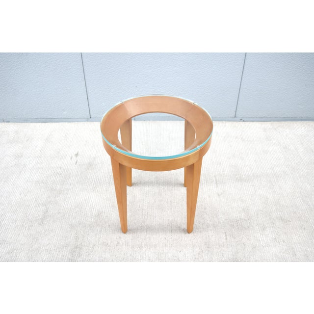 Bernhardt Modern Mark Goetz for Bernhardt Design Cirque Maple and Glass Round Side Table For Sale - Image 4 of 12
