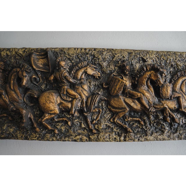 Vanguard Studios 1967 Roman Soldiers Chariots Relief Brutalist Wall Sculpture For Sale In Des Moines, IA - Image 6 of 16