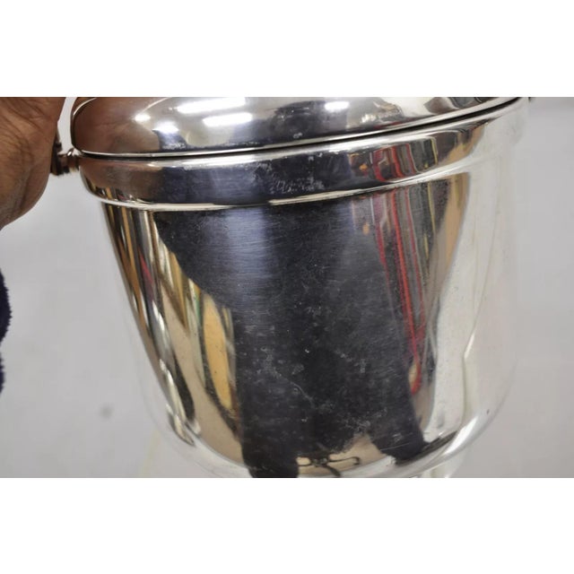 Silver Mid Century Modern Sheffield Silver Vintage Silver Plated Hinged Lid Ice Bucket For Sale - Image 8 of 11
