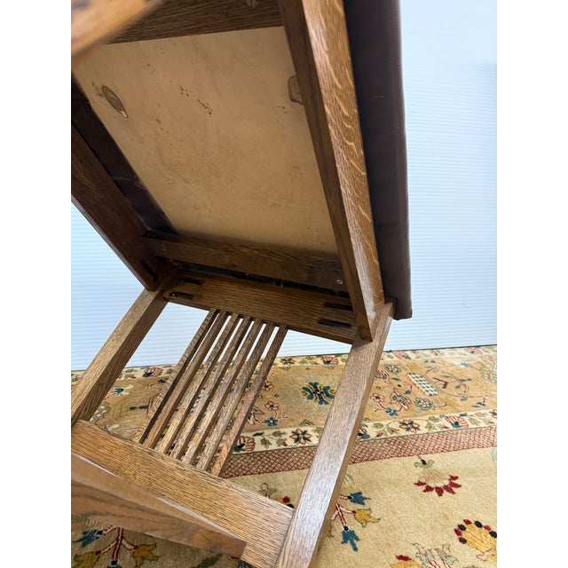 Vintage Arts and Crafts Leather Bench For Sale - Image 10 of 11