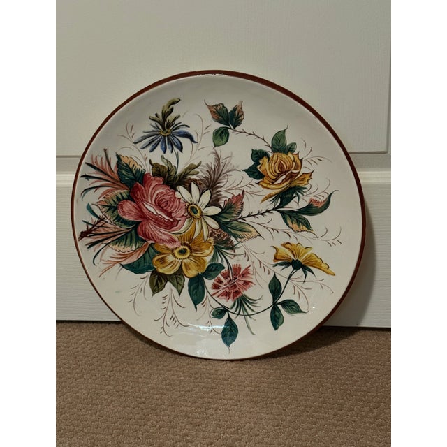 Large 1980s Italian Hand Painted Floral Platter Signed & Numbered Made in Italy For Sale - Image 10 of 12