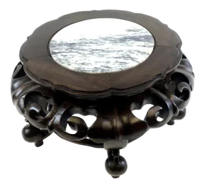 Vintage Rosewood Hand Carved Plant Stand With Genuine Marble Top