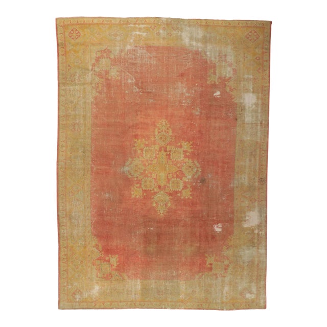 Antique Turkish Oushak Rug - 09'07 X 13'00 For Sale