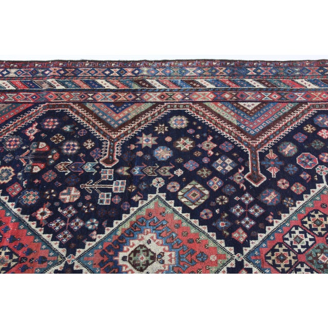 Antique Deep Indigo Field Tribal Rug With Triple Medallions – Circa 1880–1900 -5' 1'' X 8' 2'' For Sale In Tampa - Image 6 of 13