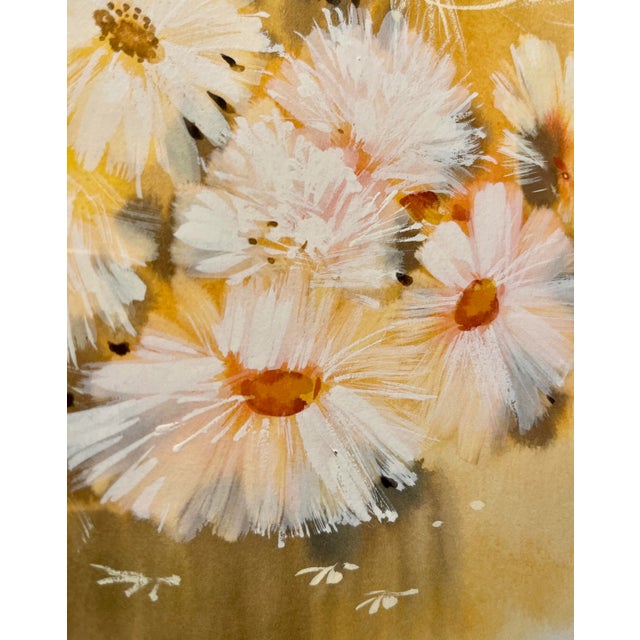 Contemporary 1980s Vintage Watercolor Flowers Painting by C. Williams Signed For Sale - Image 3 of 6
