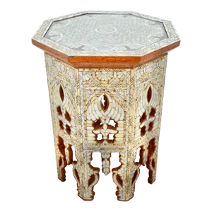 Late 20th Century Vintage Andalusian-Patterned Mother-Of-Pearl Inlaid Accent Table