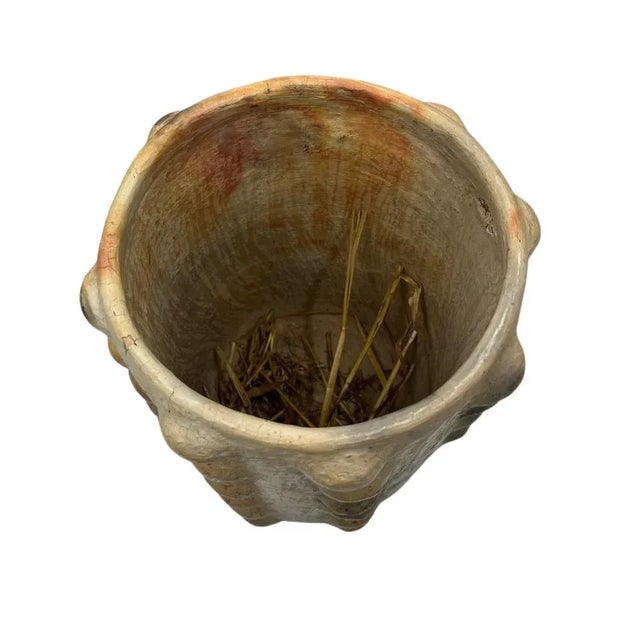 2010s Sejnane Cylindrical Clay Bumpy Vessel - Light Large For Sale - Image 5 of 5