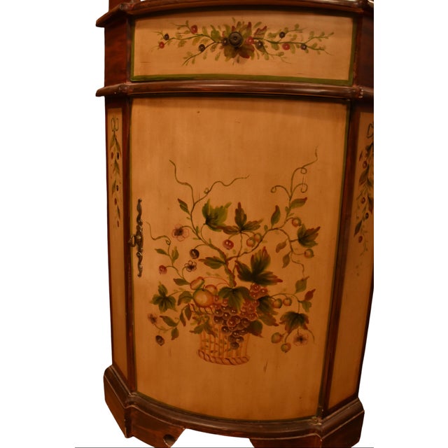 Venetian Style Folk Art Glass Hutch Corner Cabinet For Sale In Portland, OR - Image 6 of 9