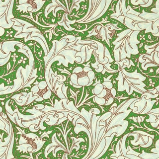 Morris & Co Bachelors Button Wallpaper in Leaf Green/Sky - a Sample For Sale