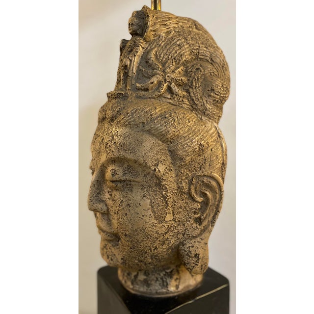Mid 20th Century James Mont Ceramic Tara Buddha Head Lamp C.1950 For Sale - Image 5 of 8
