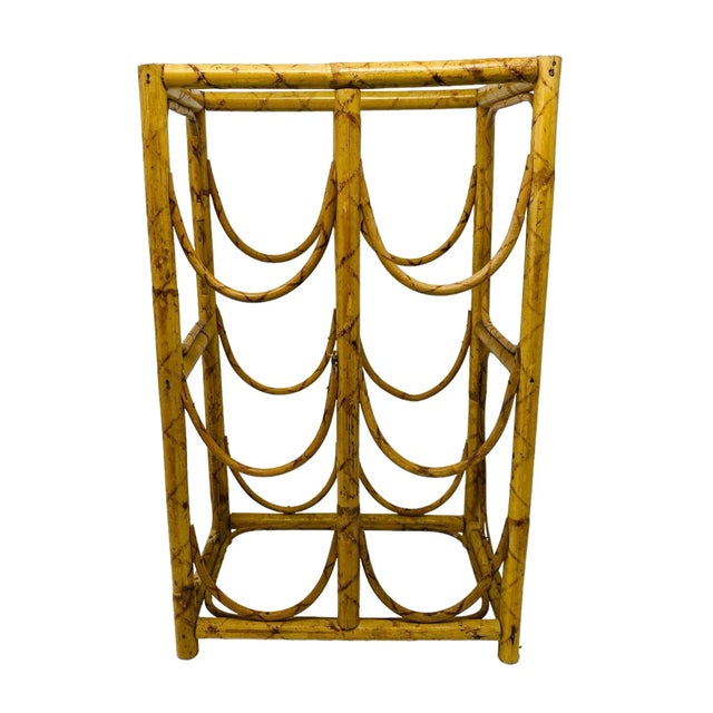 Late 20th Century Bamboo Wine Rack. Use on your kitchen countertop/bar cart, or use the pre-drilled holes at the top for...