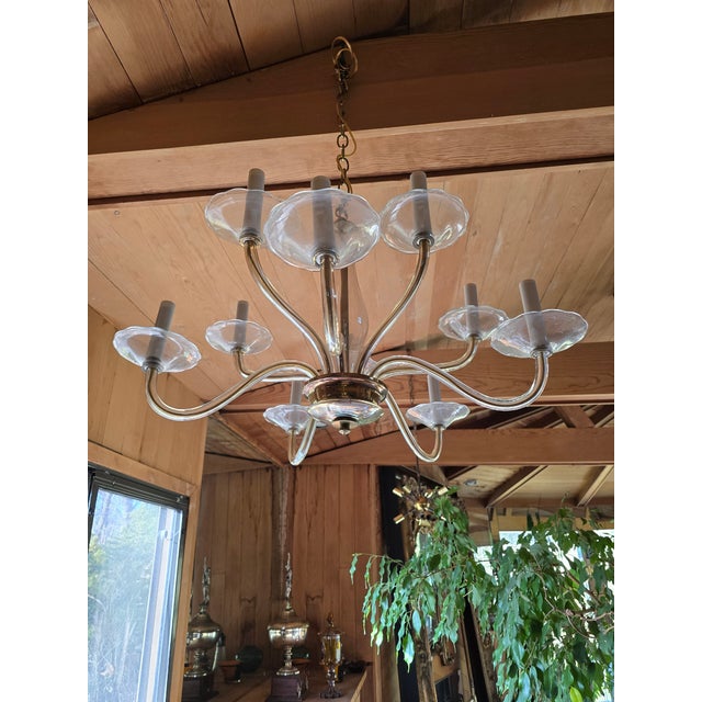 Mid-Century Modern Vintage Mid Century Modern Murano Style Nos Chandelier For Sale - Image 3 of 9
