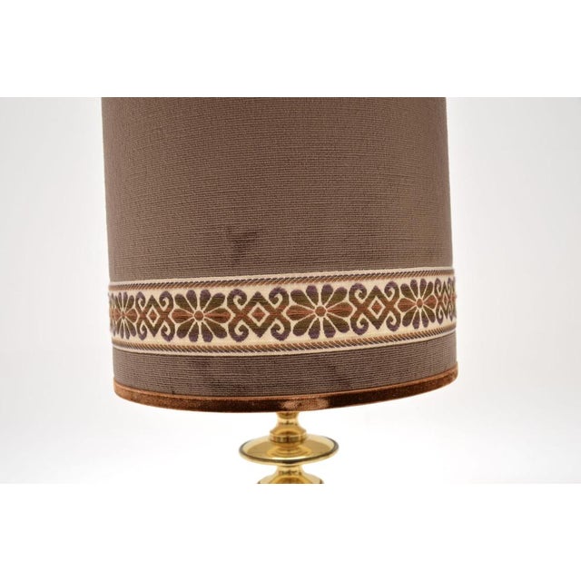 Vintage Brass Table Lamps with Velvet Shades, 1970s, Set of 2 For Sale - Image 6 of 10