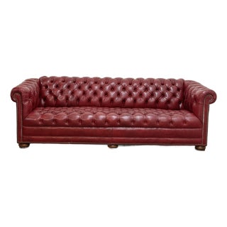 Red Chesterfield Leather Sofa For Sale
