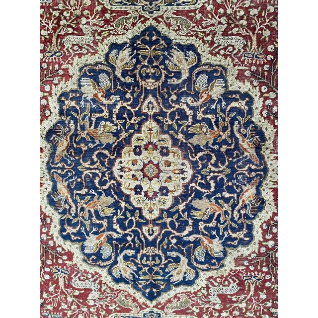 Blue Antique Turkish Silk Kayseri Rug For Sale - Image 8 of 18