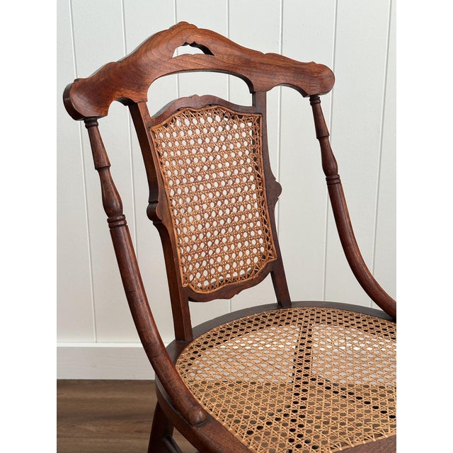 Victorian Era Antique Cane & Wood Dining Chairs, Set of 4 For Sale - Image 4 of 18