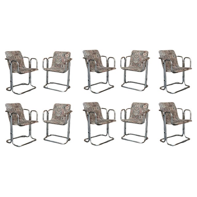Set of 10 Mid-century Chrome Chairs with Double Tubular For Sale - Image 15 of 18