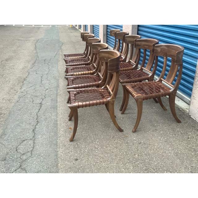 Brown Klismos Style Solid Walnut Dining Chairs -Set of 10 For Sale - Image 8 of 8