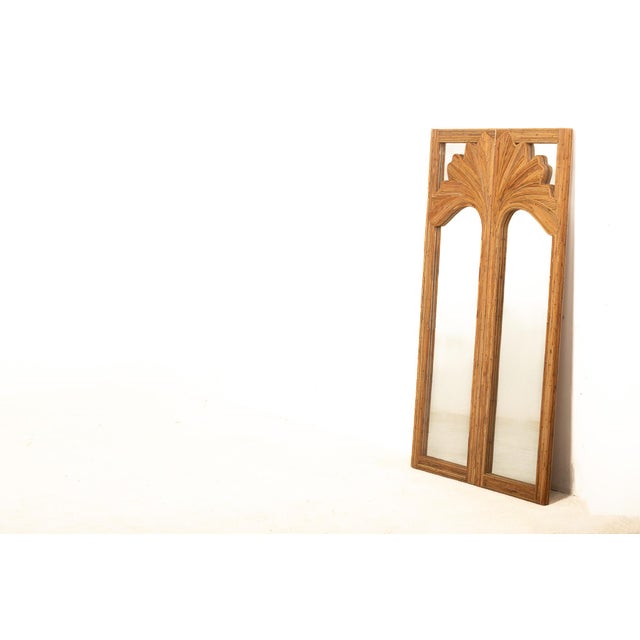 Brass The Ginkgo Leaner Pencil Reed Rattan Full-Length & Floor Mirror With Brass Hinges For Sale - Image 8 of 8