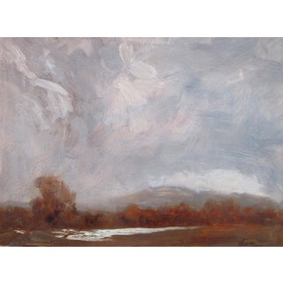Incoming Weather by Lorenzo Chavez | Oil Painting of a cloudy sky over a landscape For Sale
