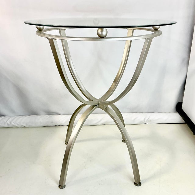 Late 20th C. Contemporary Modern Aluminum Barstool-Height Dining Table For Sale - Image 4 of 14
