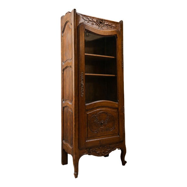 Louis XV Carved Walnut Display Cabinet, 1920s For Sale