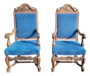 Early 20th Century French Gothic Style Throne Chairs