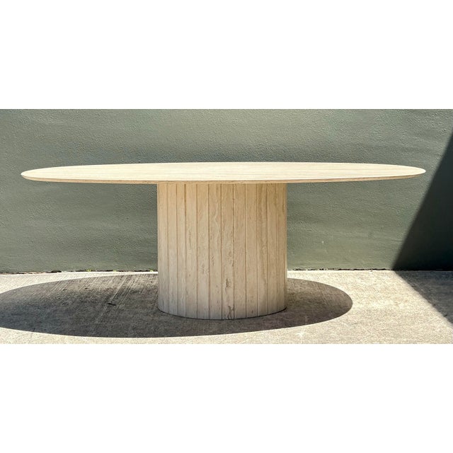 Vintage Italian Travertine Oval Dining Table For Sale - Image 11 of 12