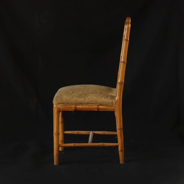 Wood Four Vintage Chairs Made of Artificial Bamboo, Wooden Dining Chairs, Office Chairs For Sale - Image 7 of 13