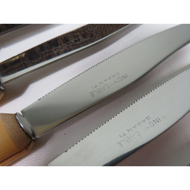 Vintage Italian Cheese Cutlery in Bamboo and Stainless Steel, 1960s, Set of 6 For Sale - Image 4 of 6