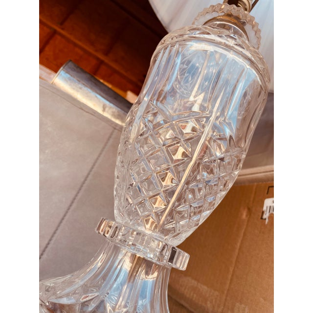 1960s Vintage Iron Pressed/Embossed/Cut Glass Lamp For Sale - Image 5 of 7