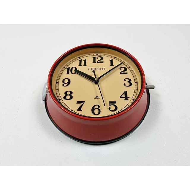 Vintage Red Seiko Navy Wall Clock, 1970s For Sale - Image 6 of 18