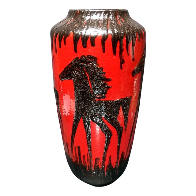 517 45 Ceramic Vase with Fat Lava Glaze from Scheurich, 1970s For Sale