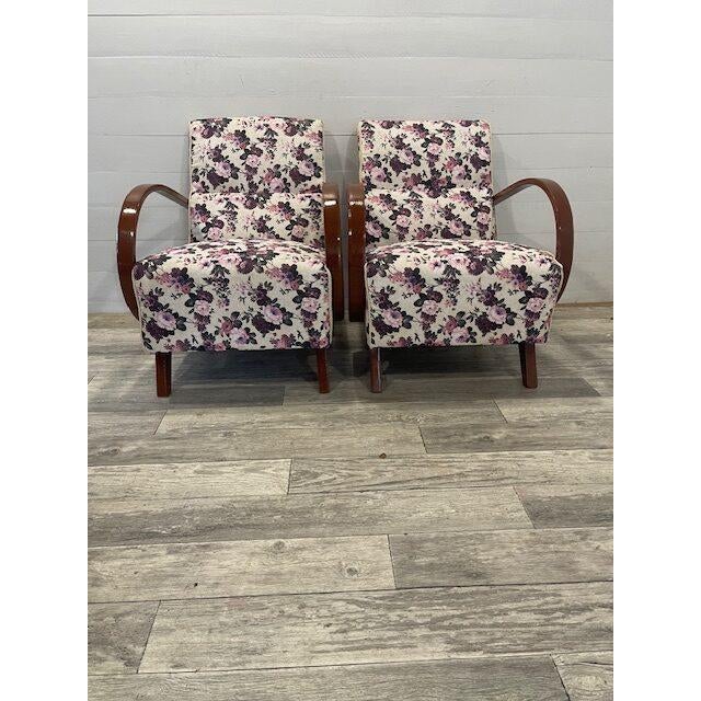 Textile Art Deco Mad-Man Relax Chairs by Halabala for Up-Zavody, 1920s, Set of 2 For Sale - Image 7 of 7