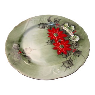 Mid 20th Century Lefton Hand-Painted Poinsettia Plate For Sale
