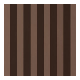 Schumacher Roosevelt Awning Stripe Fabric In Brown For Sale