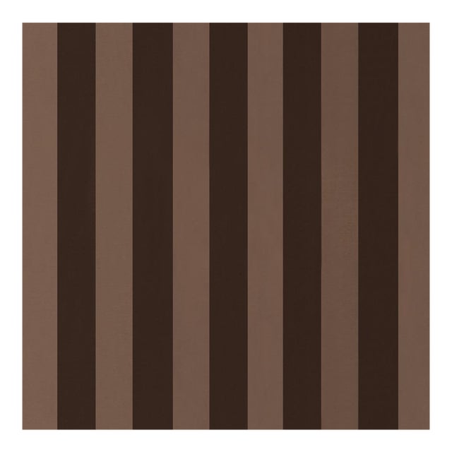 Schumacher Roosevelt Awning Stripe Fabric In Brown For Sale